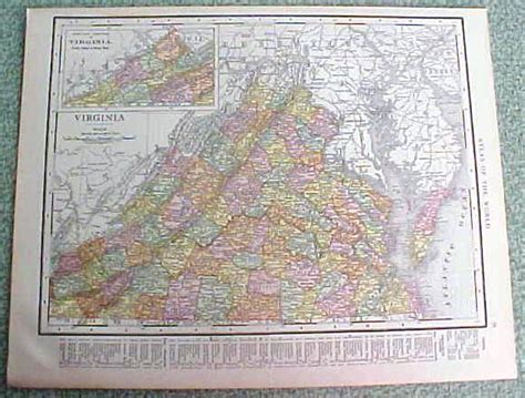 Antique Map Virginia 1916 Rand Mcnally