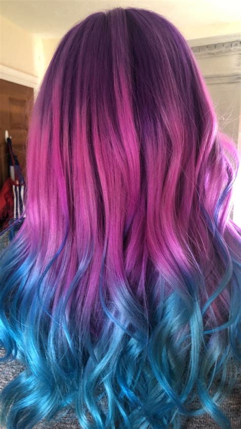Purple Pink And Blue Hair With Waves Mermaid Unicorn Hair Unicorn Hair