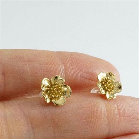 Wild Rose Studs Gold Flower Stud Earrings 176B Etsy Canada Stud