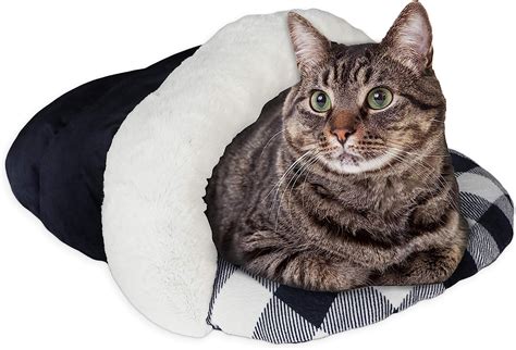 Aspca Cozy Navy Plaid Slipper Cave Pet Bed Uk Pet Supplies