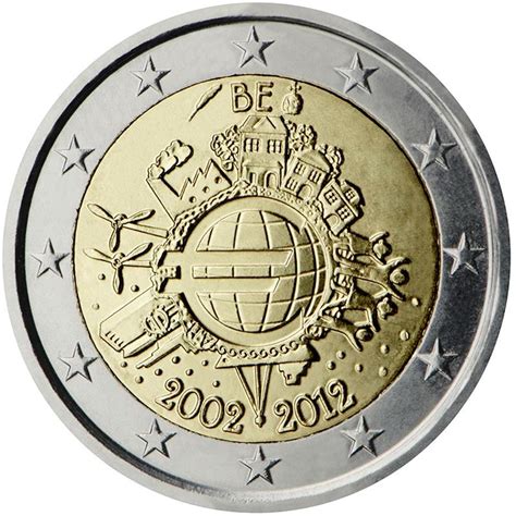 2 Euro Belgio 2012 Ume Decennale Unione Monetaria Belgio Euro