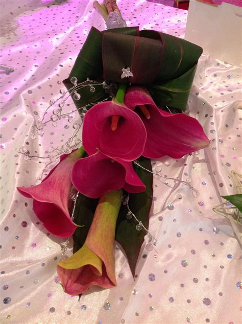 Deep Pink Calla Lily Bridal Sheaf Bouquet Calla Lily Bridal Pink