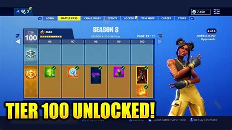 Updated How To Get Max Tiers Tier 100 In Fortnite Season 8 For Free Max Battle Pass Youtube