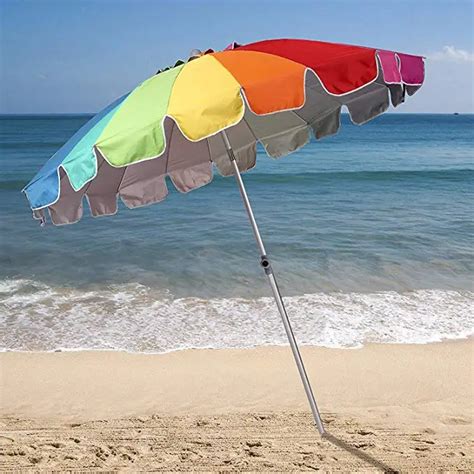 75ft 20 Panels Vented Rainbow Beach Umbrella With Tilt And Telescoping