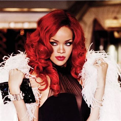 Rihanna New Hairstyle Long Curly Red Clour Synthetic Full Wig Afro African American Wigs For