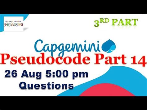 If you're preparing to take on the accenture recruitment any time soon. Capgemini pseudo code |26 Aug 2020(5pm)question |part 14 ...