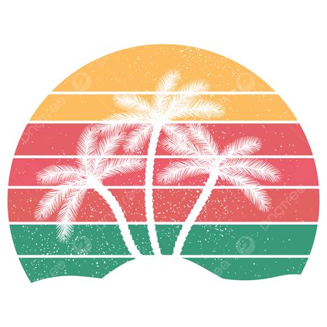 Vintage Retro Sunset Tropical Palm Holiday Vector Tropical Palm