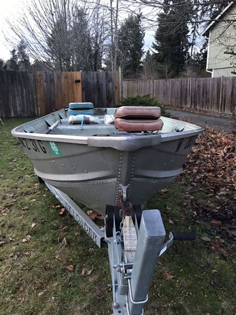 14 Sears Aluminum Gamefisher Boat 1984 With Trailer And Motor For