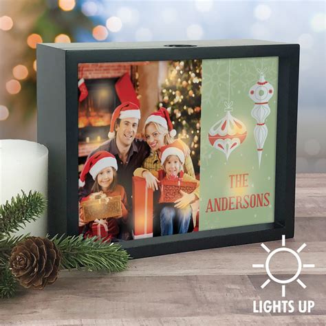 Personalized Vintage Christmas Ornament LED Lighted Shadow Box