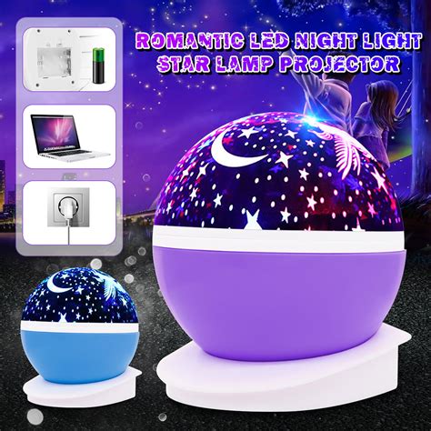 6 Colors Led Star Projector Lamp 360 Degree Romantic Rotating Night Cosmos Star Sky Moon