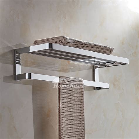modern polished chrome towel rack solid brass luxury wall mounted hotel bathroom towel shelf