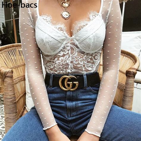 summer deep v neck hollow out white sexy bodysuit rompers long sleeve backless lace jumpsuits