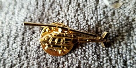 Vintage Helicopter Lapel Pin Tie Tack Gold Tone Aviation Pilot Military