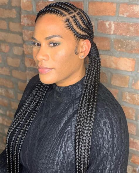Side Parted Half Cornrows Half Braids Protective Styles For Natural