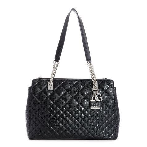 Guess Womens Queenie Luxury Carryall Shoulder Bag Black