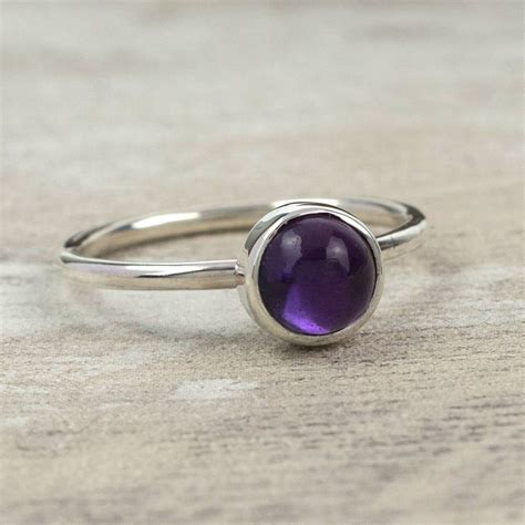 Handmade Silver Amethyst 6mm Stacking Ring By Alison Moore Designs