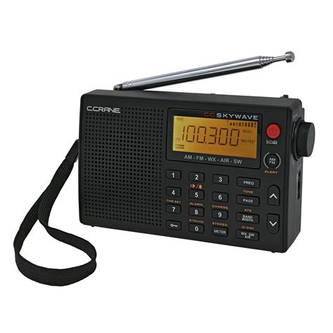 c crane cc skywave am fm shortwave weather and airband portable travel radio with clock and