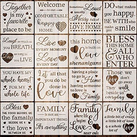 9 Pcs Words Stencils For Painting On Wood Inspirational