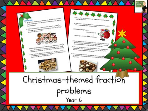 Maths Christmas Mixed Fraction Problems Year 6 Teaching Resources
