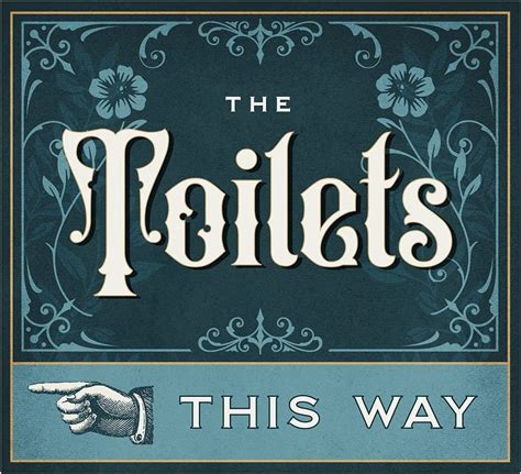 The Toilets This Way Directional Sign Vintage Retro Style Sign Self