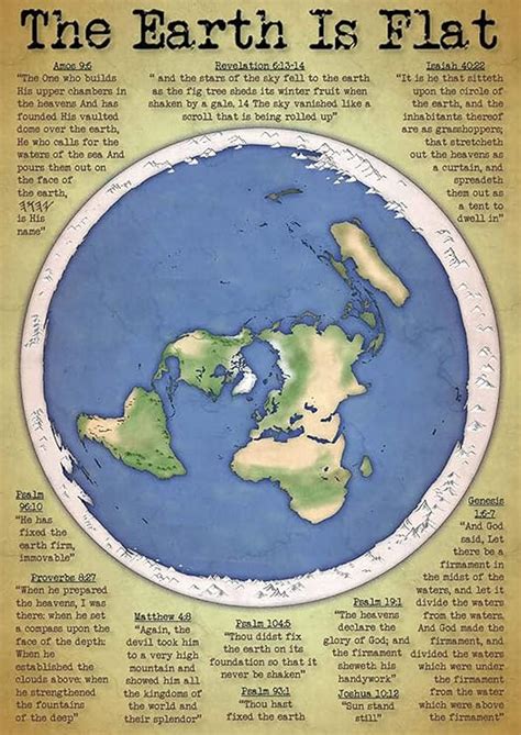 Flat Earth Map With Biblical Scripture Flat Earth Poster