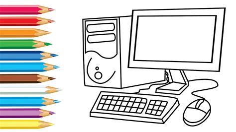 Pc Computer Desktop Drawing And Coloring Easy How To Draw Computer