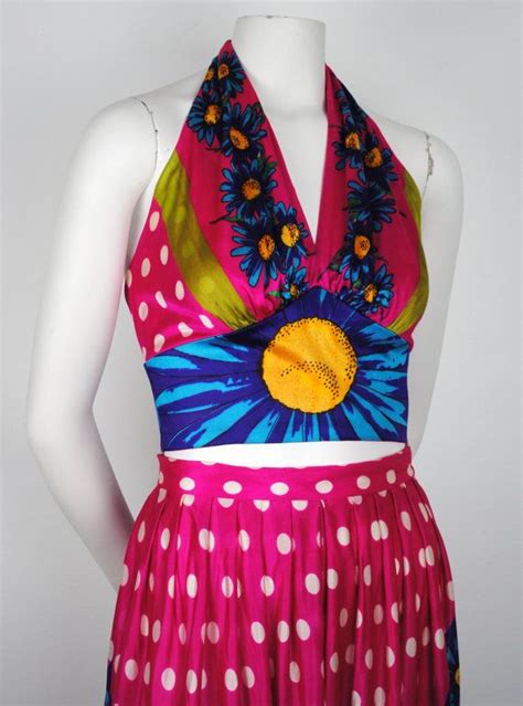 Vintage 70s Psychedelic Halter Top And Flared Palazzo Pants Etsy