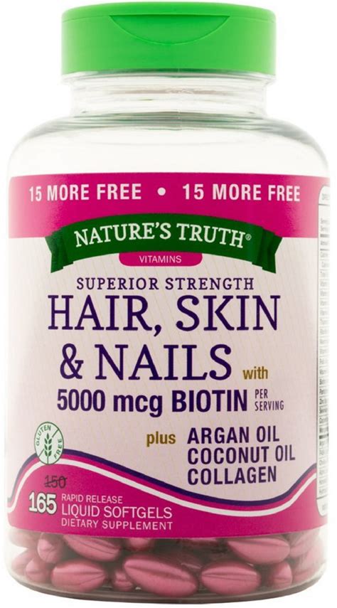 Natures Truth Superior Strength Hair Skin And Nails With 5000 Mcg