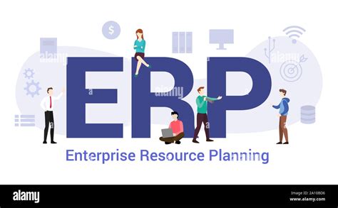 Erp Enterprise Resource Planning Concept With Big Word Or Text And Team