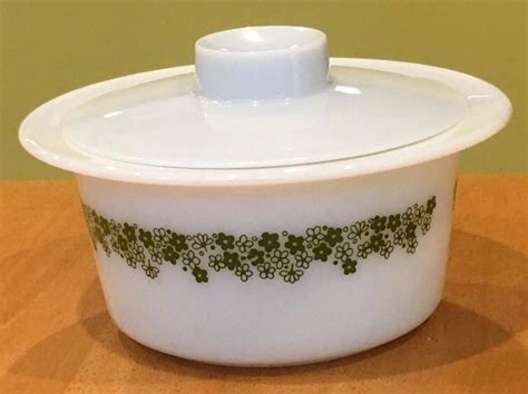 Vintage Pyrex Spring Blossom Green Margarine Butter Tub Bowl