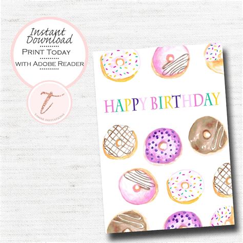 Donut Birthday Card Printables