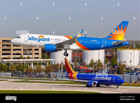 Chicago, United States - May 4, 2023: Allegiant Air and Southwest