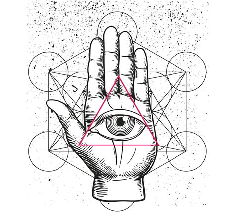 Sacred Geometry Hand Boho Eye Of Providence Magic Symbols Etsy