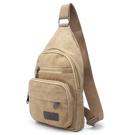 Men Military Canvas Messenger Shoulder Sling Backpack Chest Bags School