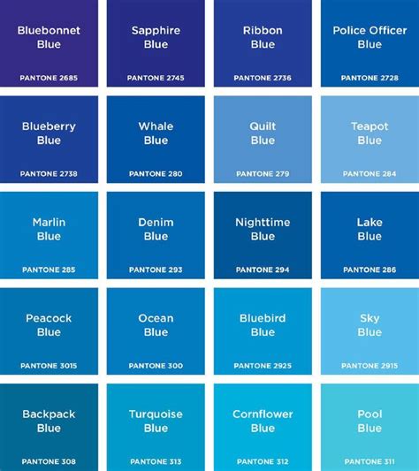 Pantone Colours In 2020 Blue Shades Colors Blue Color Schemes