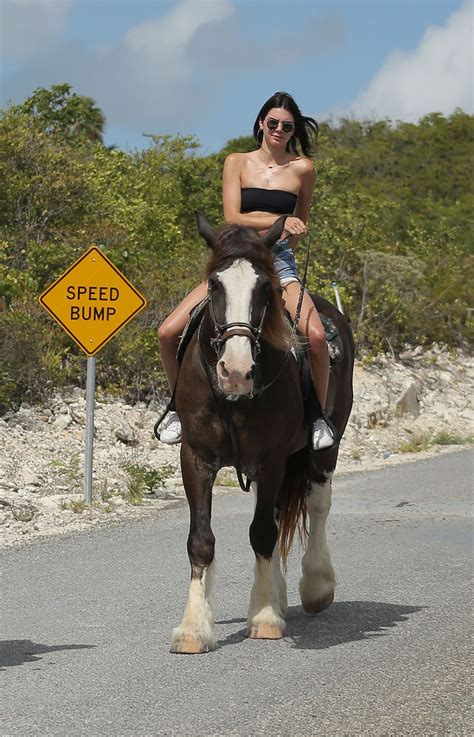 Kendall Jenner At Horseback Riding At A Beach In Turks And