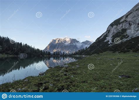 Lake Seebensee With View Of Zugspitze Austria Stock Photo Image Of