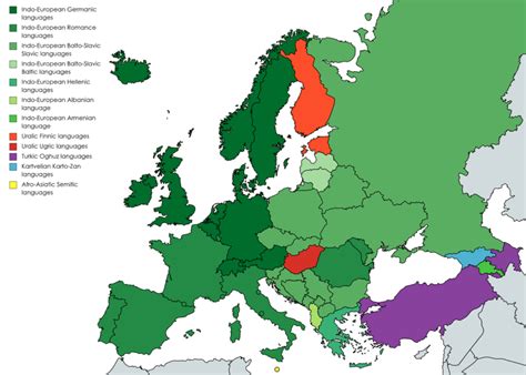 The Distribution Of The 5 Different Language Families Of Europe Indo