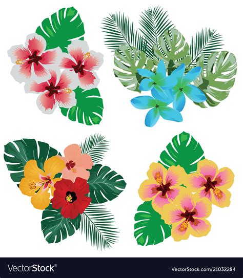 Tropical Flowers Royalty Free Vector Image Vectorstock