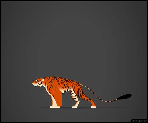 An Orange Tiger Walking Across A Dark Background With The Tail Turned