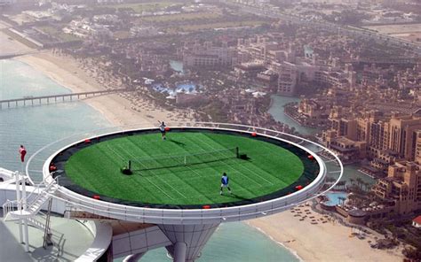 Tennis Courts Atop The Helipad Of The Burj Al Arab Dubai Hotel In