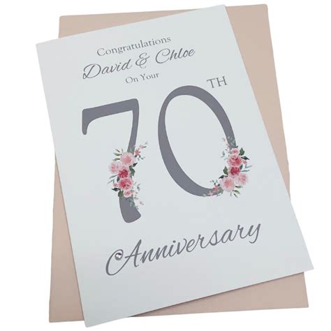 70th Wedding Anniversary Card Platinum 70 Year Seventieth Greeting Card
