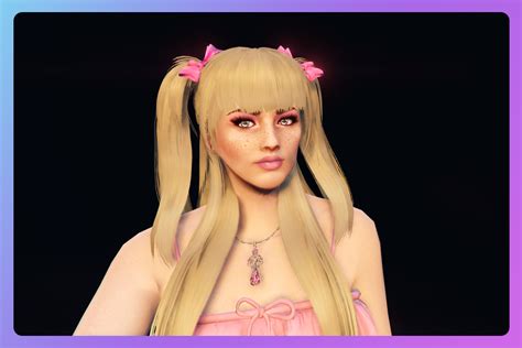 Cute 2 Pigtails With Bows Hairstyle For Mp Female Gta5