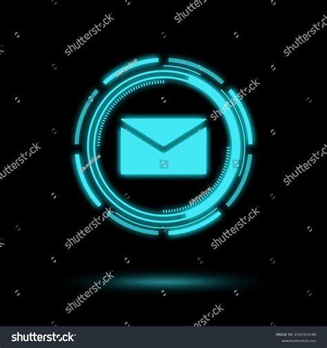Futuristic Neon Hologram Email Envelope Icon Stock Illustration
