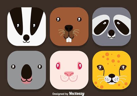 Animal Face Colorful Icons Vector 109632 Vector Art At Vecteezy