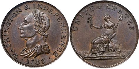 1783 Copper Washington Draped No Button Bn Regular Strike