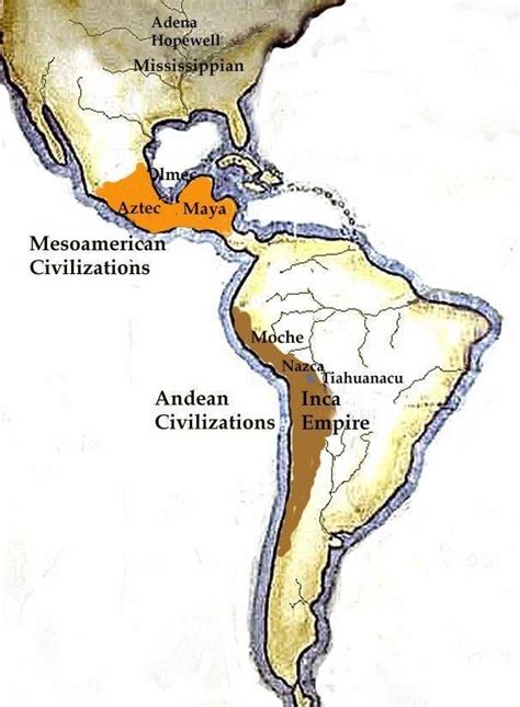Map Of The Primary Pre Columbian Civilizations Ancient Maps Latin