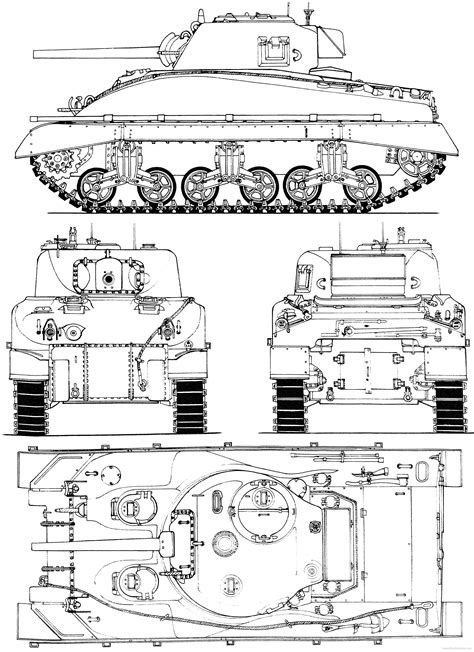 M4 Sherman Tank Drawing Sketch Coloring Page