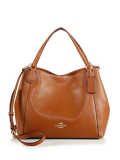 Coach Edie Shoulder Bag 28 In Pebble Leather In Saddle Modesens