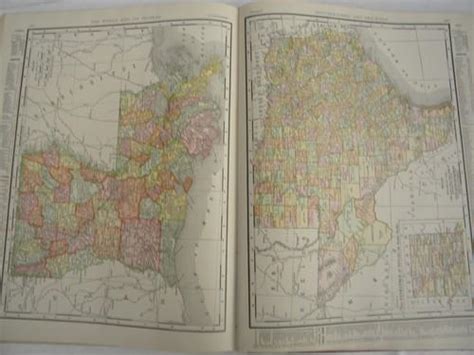 Large Antique Rand Mcnally Atlas Wcolor Maps And Photos 1906